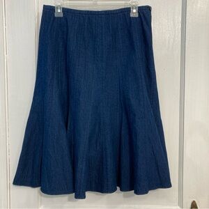 Larry Levine Stretch Denim Blue Jean Flared Skirt Women’s Size 8 100% Cotton
